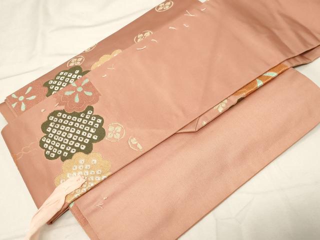 平和屋着物●つけ帯　唐織　舞花文　金糸　正絹　逸品　CABA2172dy