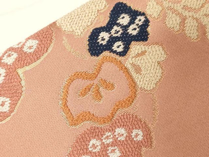 平和屋着物●つけ帯　唐織　舞花文　金糸　正絹　逸品　CABA2172dy
