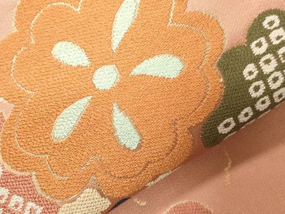平和屋着物●つけ帯　唐織　舞花文　金糸　正絹　逸品　CABA2172dy