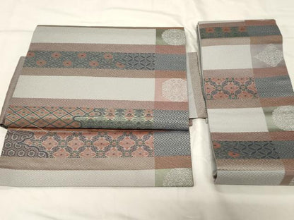平和屋着物●つけ帯 正倉院花文 正絹 逸品 CABA2176dy