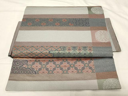 平和屋着物●つけ帯 正倉院花文 正絹 逸品 CABA2176dy