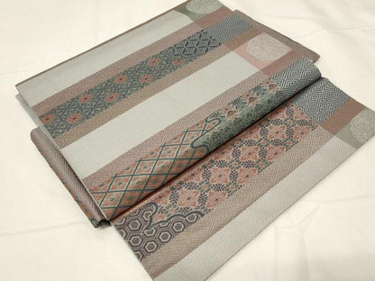 平和屋着物●つけ帯 正倉院花文 正絹 逸品 CABA2176dy