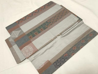 平和屋着物●つけ帯 正倉院花文 正絹 逸品 CABA2176dy