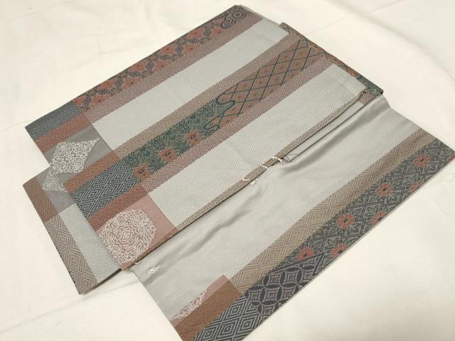 平和屋着物●つけ帯 正倉院花文 正絹 逸品 CABA2176dy