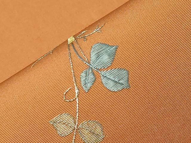 平和屋着物●塩瀬　九寸名古屋帯　総刺繍　草花文　金銀糸　正絹　逸品　CABA2183dy