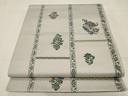 平和屋着物●本場筑前博多織 八寸名古屋帯 吉祥花文 正絹 逸品 未使用 CABA2184dy