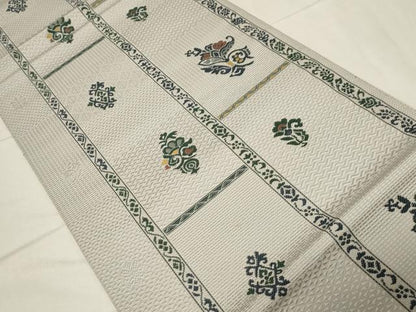 平和屋着物●本場筑前博多織 八寸名古屋帯 吉祥花文 正絹 逸品 未使用 CABA2184dy