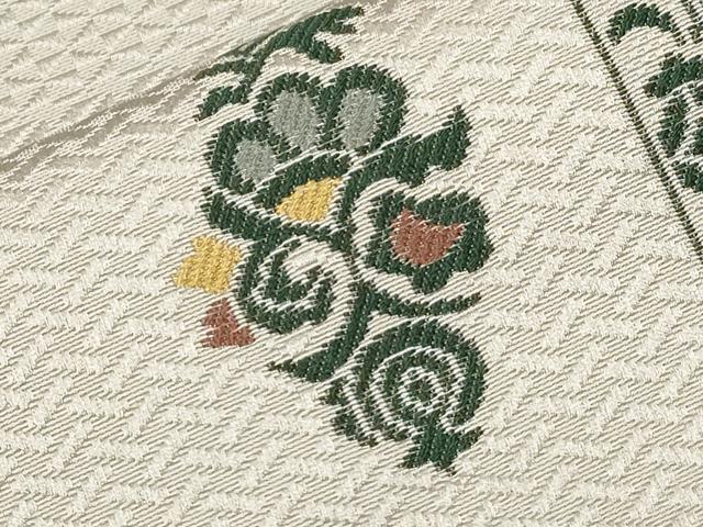 平和屋着物●本場筑前博多織 八寸名古屋帯 吉祥花文 正絹 逸品 未使用 CABA2184dy