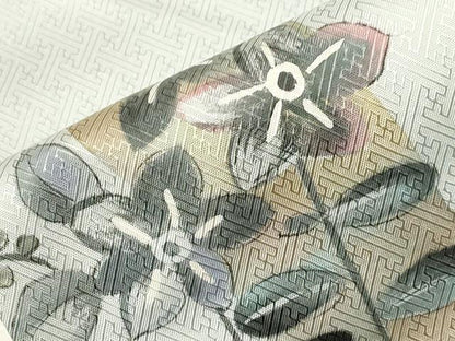 平和屋着物●九寸名古屋帯　手描き　草花文　正絹　逸品　CABA2189dy