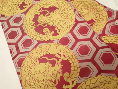 平和屋着物●アンティーク　九寸名古屋帯　竜　正絹　逸品　CABA2193dy