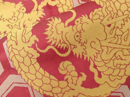 平和屋着物●アンティーク　九寸名古屋帯　竜　正絹　逸品　CABA2193dy