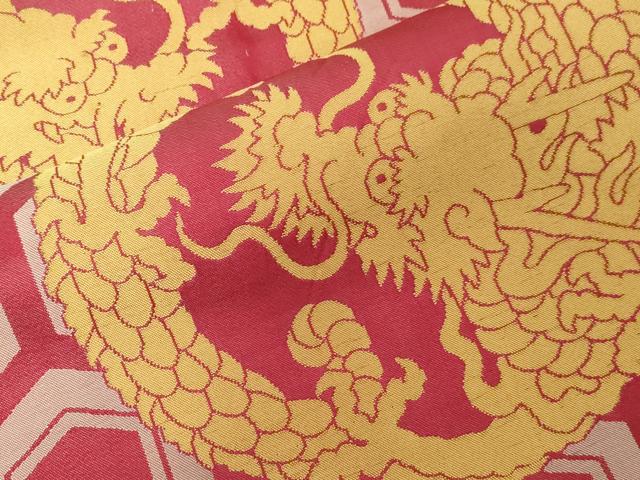 平和屋着物●アンティーク　九寸名古屋帯　竜　正絹　逸品　CABA2193dy