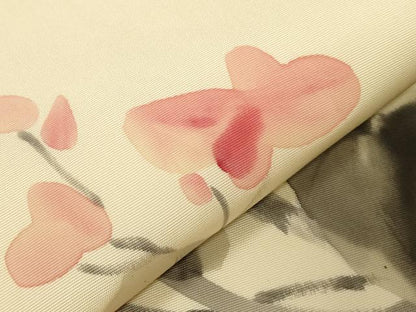 平和屋着物●塩瀬 九寸名古屋帯 作家物 手描き 草花文 正絹 逸品 CABA2194dy
