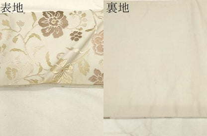 平和屋着物●九寸名古屋帯 唐織 草花文 金糸 正絹 逸品 CABA2198dy