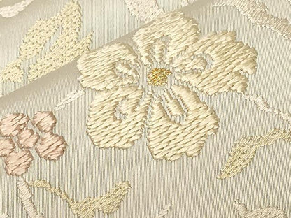 平和屋着物●九寸名古屋帯 唐織 草花文 金糸 正絹 逸品 CABA2198dy
