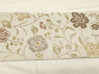 平和屋着物●九寸名古屋帯 唐織 草花文 金糸 正絹 逸品 CABA2198dy