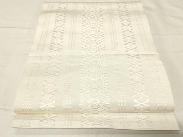 平和屋着物●本場筑前博多織 八寸名古屋帯 一重帯 献上 白橡色 正絹 逸品 CABA2200dy