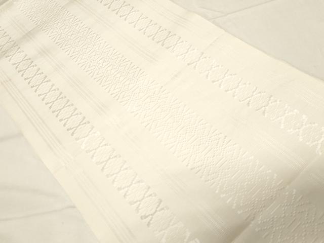 平和屋着物●本場筑前博多織 八寸名古屋帯 一重帯 献上 白橡色 正絹 逸品 CABA2200dy