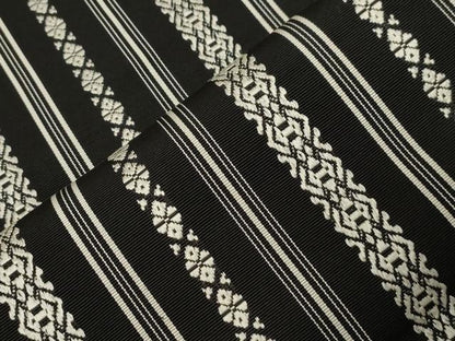 平和屋着物●本場筑前博多織　八寸名古屋帯　献上　黒地　正絹　逸品　CABA2206dy