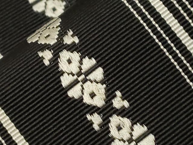 平和屋着物●本場筑前博多織　八寸名古屋帯　献上　黒地　正絹　逸品　CABA2206dy