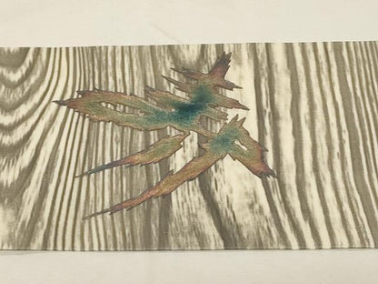 平和屋着物●塩瀬　九寸名古屋帯　寿　杢目文様　金彩　正絹　逸品　CABA2214dy