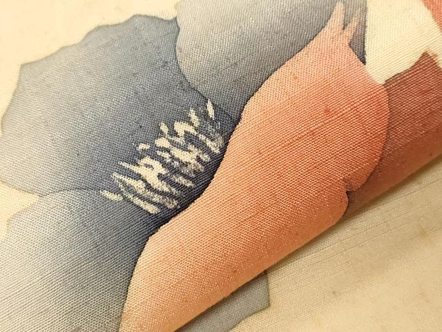 平和屋着物●九寸開き名古屋帯 作家物 ろうけつ染め 草花文 正絹 逸品 CABA2237dy