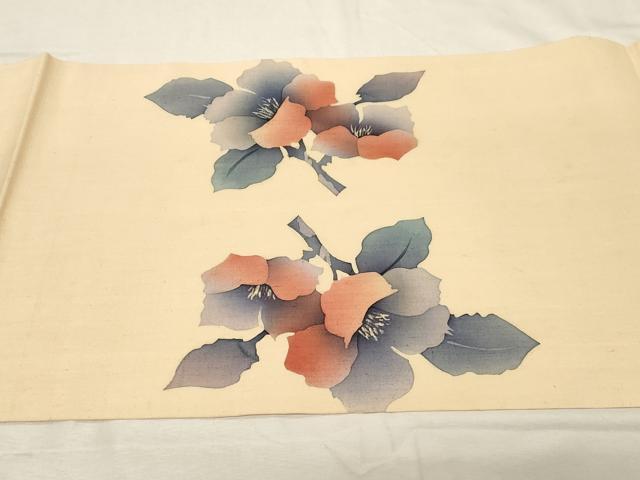 平和屋着物●九寸開き名古屋帯 作家物 ろうけつ染め 草花文 正絹 逸品 CABA2237dy