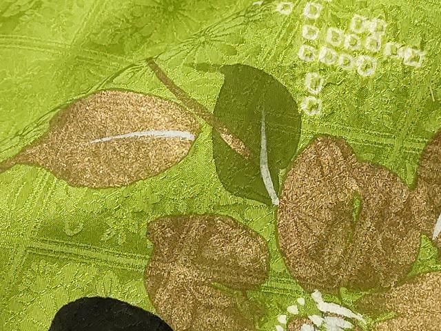 平和屋着物●九寸名古屋帯　絞り　草花文　金彩　正絹　逸品　CABA2245dy