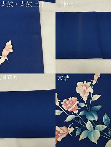 平和屋着物●塩瀬　九寸名古屋帯　手描き　草花文　正絹　逸品　CABA2246dy