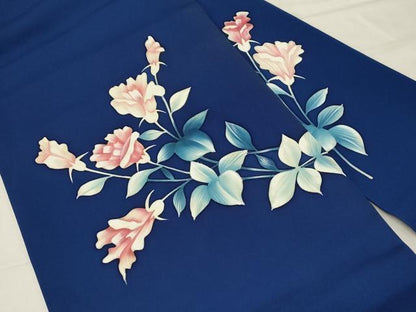 平和屋着物●塩瀬　九寸名古屋帯　手描き　草花文　正絹　逸品　CABA2246dy