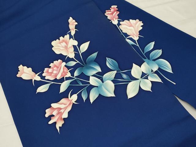 平和屋着物●塩瀬　九寸名古屋帯　手描き　草花文　正絹　逸品　CABA2246dy