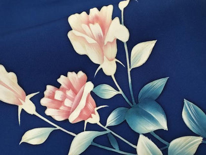 平和屋着物●塩瀬　九寸名古屋帯　手描き　草花文　正絹　逸品　CABA2246dy