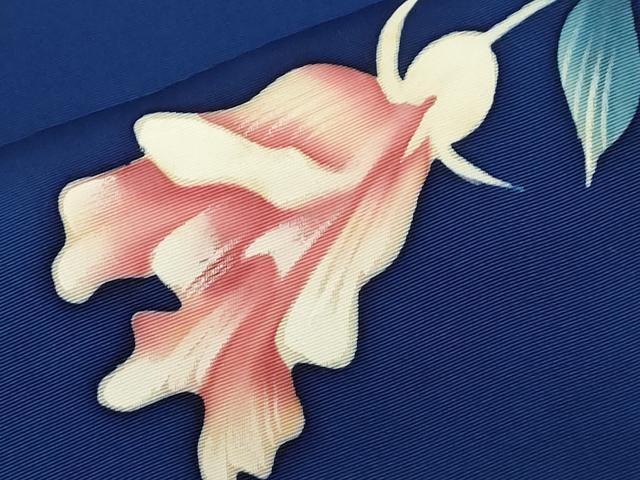 平和屋着物●塩瀬　九寸名古屋帯　手描き　草花文　正絹　逸品　CABA2246dy