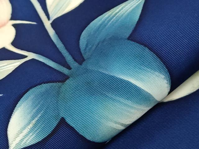 平和屋着物●塩瀬　九寸名古屋帯　手描き　草花文　正絹　逸品　CABA2246dy