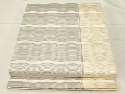 平和屋着物●本場筑前博多織 八寸名古屋帯 横段文 正絹 逸品 CABA2254dy