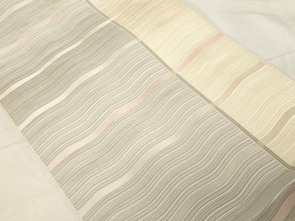 平和屋着物●本場筑前博多織 八寸名古屋帯 横段文 正絹 逸品 CABA2254dy