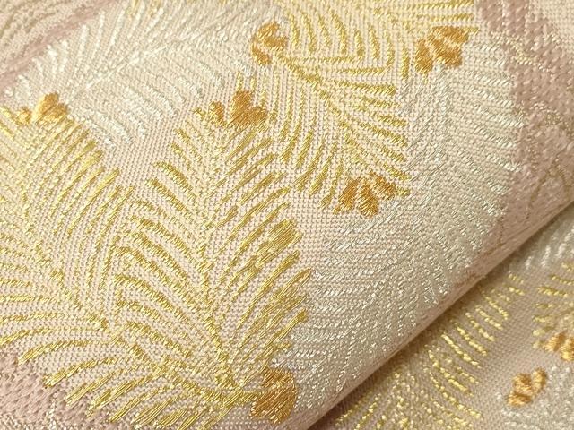 平和屋着物●六通柄袋帯 市松松葉文 金銀糸 正絹 逸品CABA2273dy