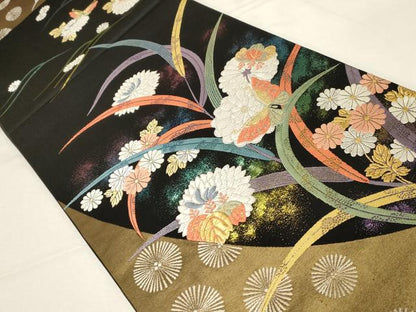 平和屋着物●西陣 六通柄袋帯 花蝶文 金銀糸 引箔 正絹 逸品 CABA2274dy