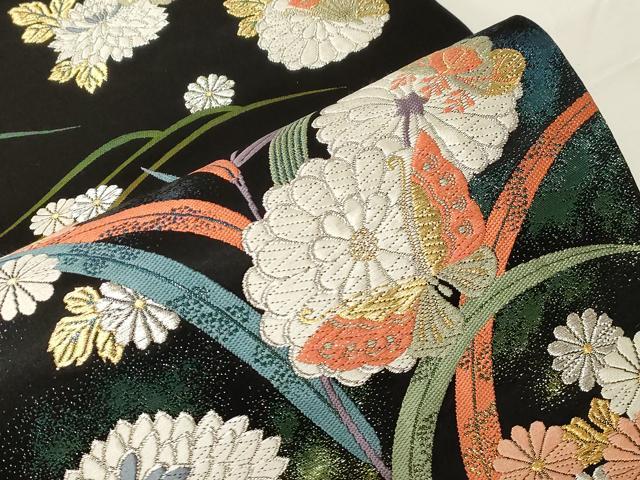 平和屋着物●西陣 六通柄袋帯 花蝶文 金銀糸 引箔 正絹 逸品 CABA2274dy