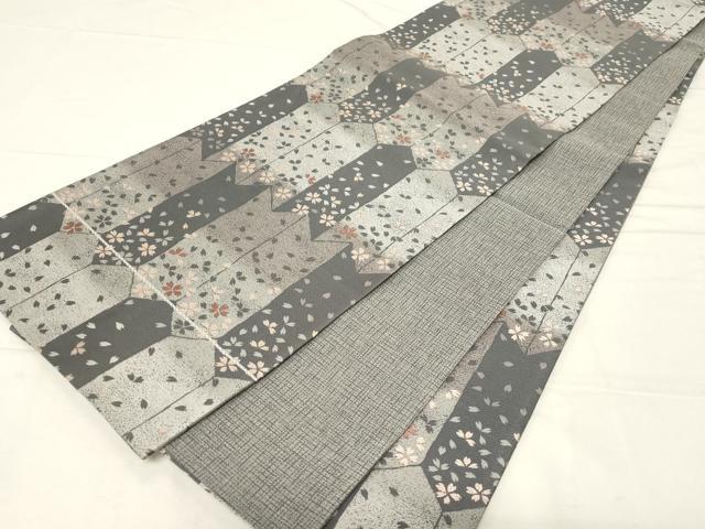平和屋着物●全通柄袋帯 矢羽舞桜文 正絹 逸品 未使用 CABA2284dy