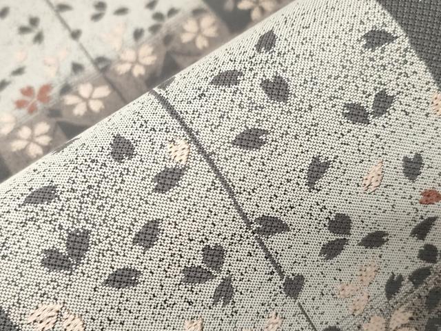 平和屋着物●全通柄袋帯 矢羽舞桜文 正絹 逸品 未使用 CABA2284dy
