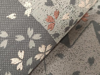 平和屋着物●全通柄袋帯 矢羽舞桜文 正絹 逸品 未使用 CABA2284dy