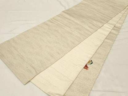 平和屋着物●太鼓柄袋帯　紬地　刺繍　流水鴛鴦文　金糸　正絹　逸品　CABA2286dy