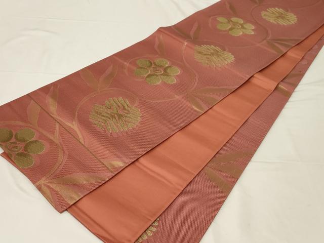 平和屋着物●六通柄袋帯　笹蔓　金糸　正絹　逸品　CABA2289dy