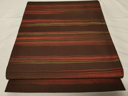 平和屋着物●六通柄袋帯　ふくれ織　横段文　正絹　逸品　未使用　CABA2292dy
