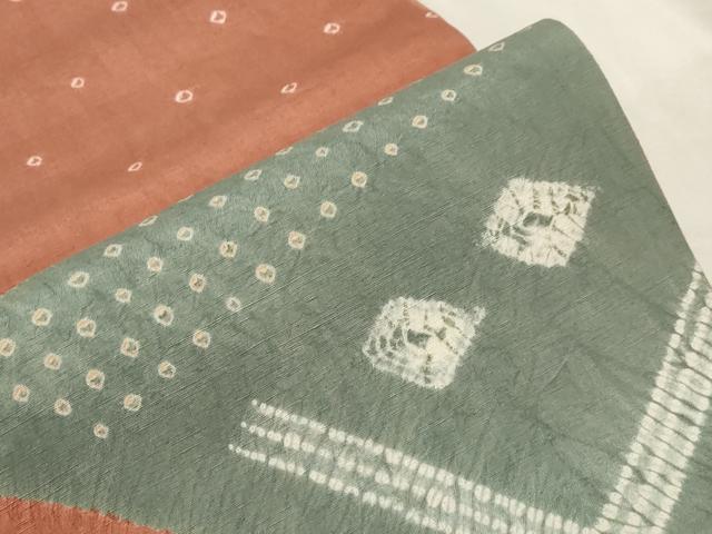 平和屋着物●全通柄袋帯　紬地　絞り　吉祥丸文　正絹　逸品　CABA2293dy