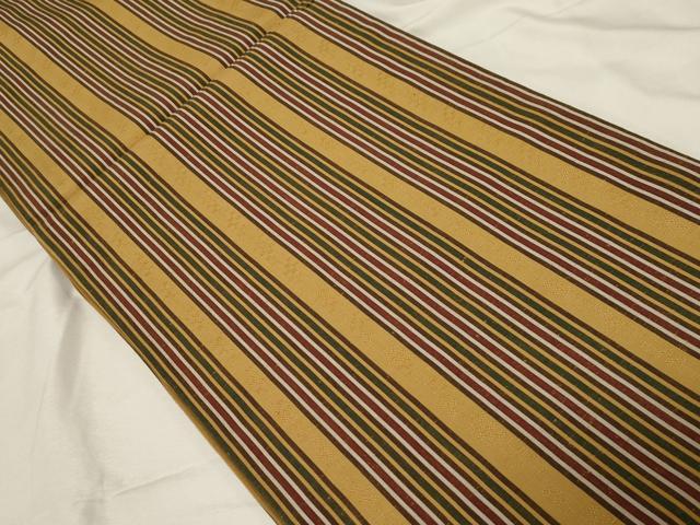 平和屋着物●両面 全通柄袋帯 縞 綿 逸品 未使用 CABA2297dy