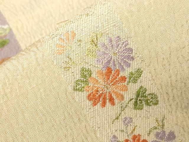 平和屋着物●太鼓柄袋帯 唐織 短冊草花文 金銀糸 正絹 逸品 CABA2299dy