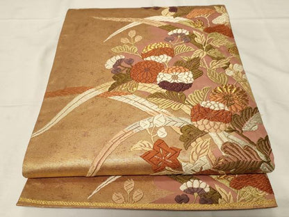 平和屋着物●六通柄袋帯 唐織 草花文 金糸 引箔 正絹 逸品 CABA2303dy
