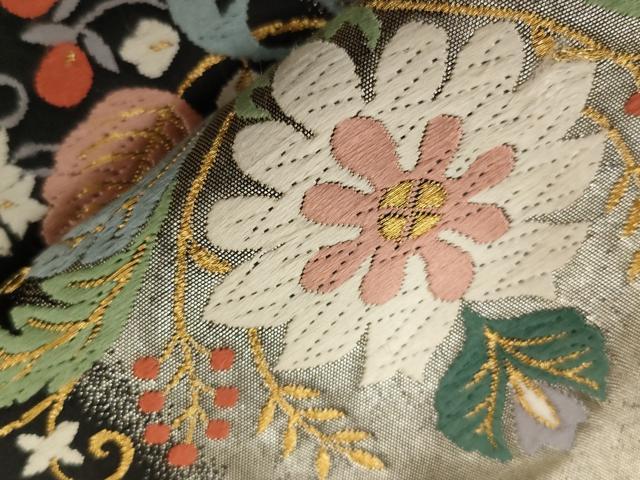 平和屋着物●六通柄袋帯　唐織　草花文　金銀糸　引箔　正絹　逸品　CABA2311dy